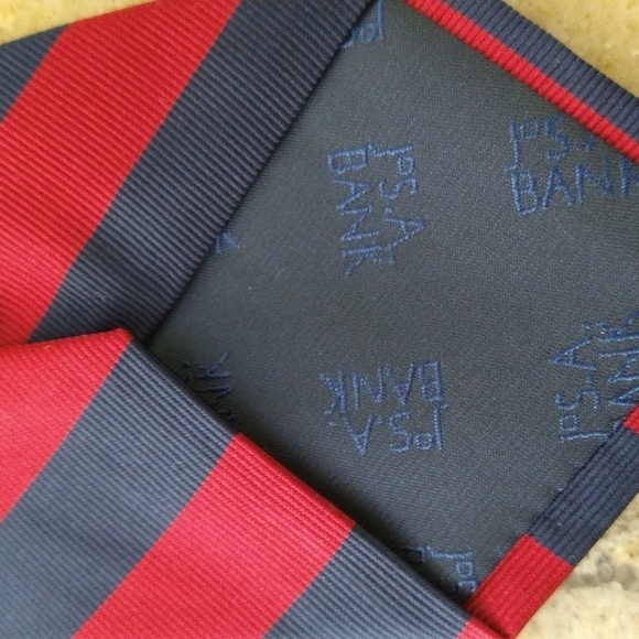 Jo's A Bank men's silk repp tie red navy stripe patriotic luxury designer USA - Picture 4 of 5